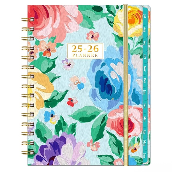 Floral Spiral Planner with Tabs July 2025 to June 2026 - Picture 1 of 1
